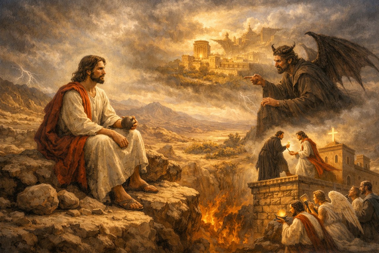 Jezus przebywa� w Duchu �wi�tym na pustyni i by� kuszony (�k 4, 1-13)