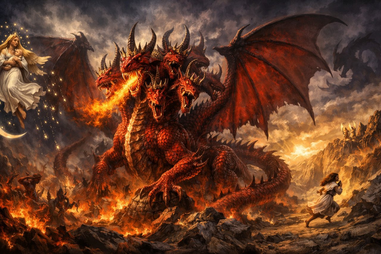 Drugi znak - wielki smok (Ap 12,3-6)