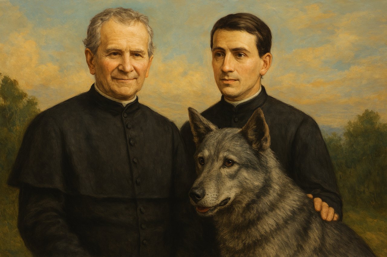 Drogi �w Jana Bosko i ks Bronis�awa Markiewicza oraz niezwyk�y szary pies