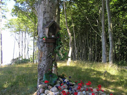 Kapliczka w lesie na drzewie