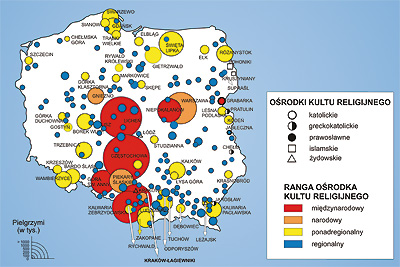 Ośrodki kultu religijnego mapa